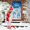 3 Pieces Christmas Door Decorations Gnomes Let It Snow Door Cover Fabric Welcome(blue and white)71"L x 35"W